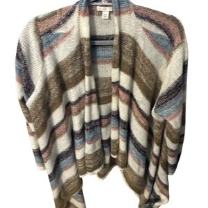 EST 1946 beige brown blue and pink striped sweater cardigan size 18/20 cute 🥰